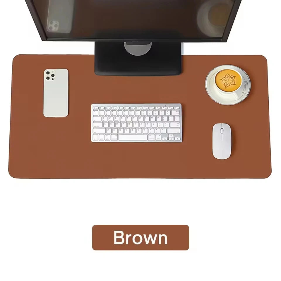 Premium PU Leather Desk Mat Waterproof Office Keyboard Protector with Non-Slip Gaming Mouse Pad Area, Large Workstation Surface