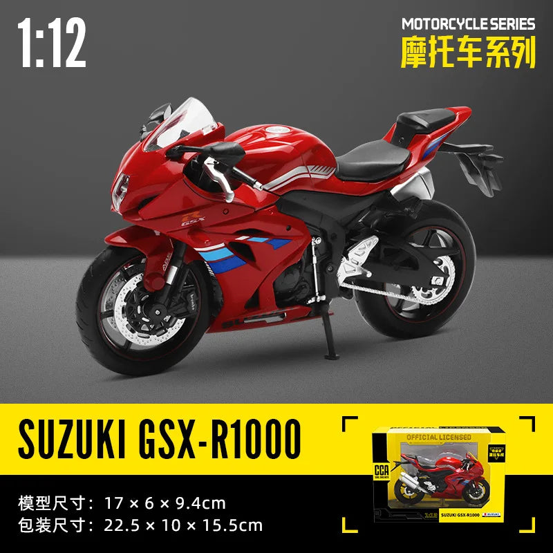 MSZ CCA 1:12 BMW R1250GS S1000R with base alloy die-cast car motorcycle model, toy gift giving, die-cast static motorcycle model