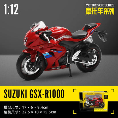 MSZ CCA 1:12 BMW R1250GS S1000R with base alloy die-cast car motorcycle model, toy gift giving, die-cast static motorcycle model