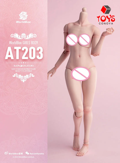 AT201 AT202 AT203 1/6 Girls Joint Flexible Body Normal Fat Leg 12 Inch Female Soldier White Suntan Skin Action Figure Body