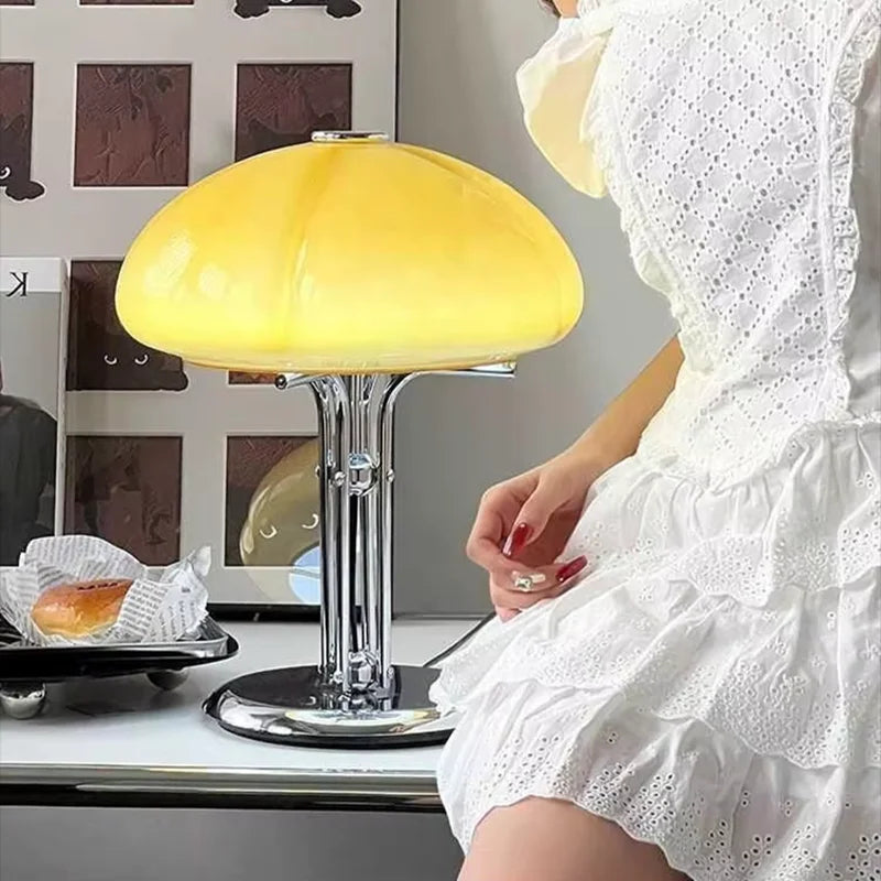 Mid century modern table lamps Creative mushroom table lamp Bedroom orange Bauhaus Light Retro Designer bedside reading lamps