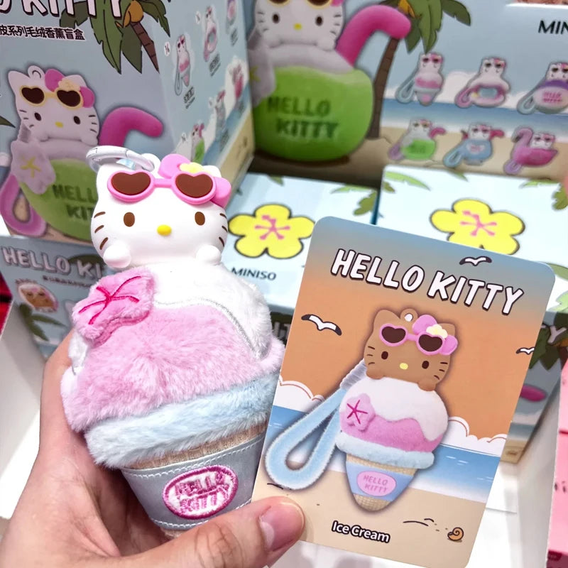 Sanrio Hellokitty Summer Black Skin Series Blind Box Sun-Sensitive Color-Changing Aroma Charm Pendant Trendy Toy Gift