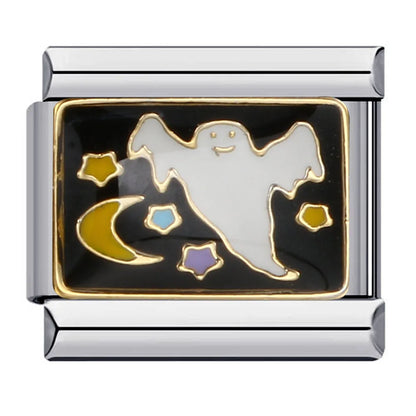 2025 Dark Style Halloween Black Owl Star Moon Bat Ghost Billiards Charm Italian Links Fit 9mm Bracelet DIY Jewelry for Couples