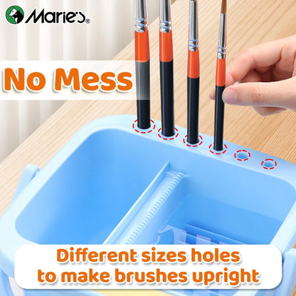 Marie's Blue Paint Brush Cleaner Washer,Multifunction Painting Brush Basin Holder and Organizer for Acrylic,Watercolor,Gouache