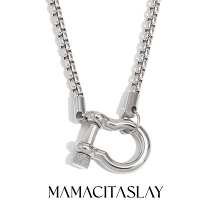 MamacitaSlay Unique Cool 316L Stainless Steel Double Color Necklace Party Waterproof Neck Jewelry For Women's DIY Accessories
