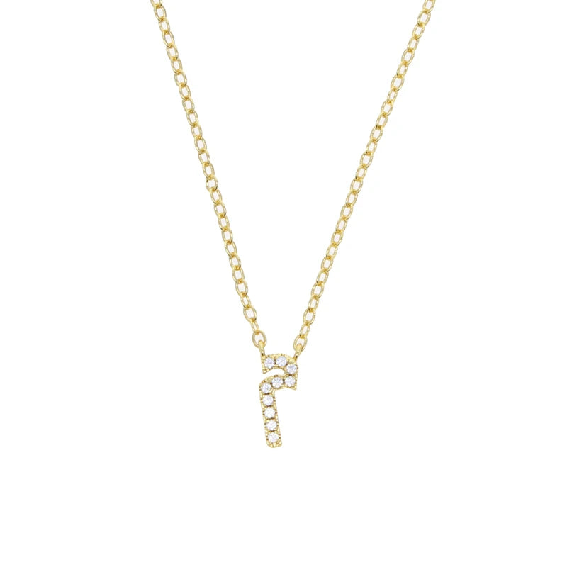 Total 31 Different Shape Arabic Letter Pendant Necklaces for Women Paved Green White Cz and Turquoise Gold Color Fashion Jewelry