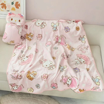 Sanrio Portable My Melody Blanket Kawaii Japanese Style Single Size Travel Blanket Comfortable Office Nap Blanket Girl Xmas Gift