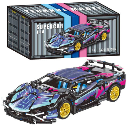 1:14 Technical Racing Sport Car Model Building Blocks Decoration Desktop Ornament Bricks Toys for Children's Christmas Gift