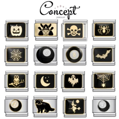 New Fashion Halloween Dark Style Skull Italian Charm Links Fit 9mm Stainless Steel Module Bracelet DIY Making Jewellry