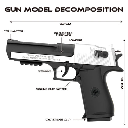 New.Desert Eagle - Black Automatic Shell Ejection Toy Gun Weapon Burst Soft Bullet Pistol Boys Gift Outdoor Game
