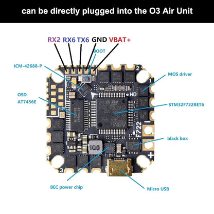 JHEMCU GHF722AIO-HD 40A AIO Flight Control ESC All-in-One 2-6S  For FPV Freestyle CinewhoopFPV Racing Traversing Machine