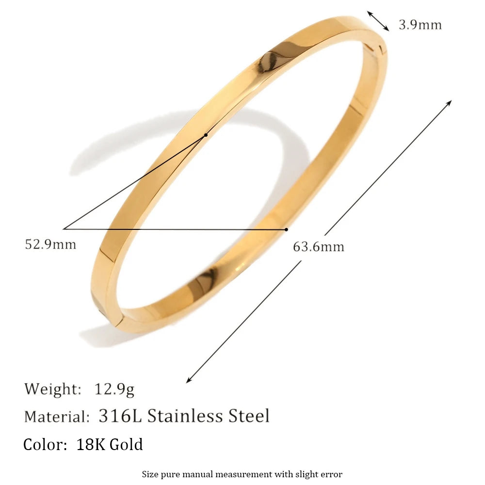 E.B.belle  Minimalist Style Glossy Bracelet Bangle Stacked Jewelry Stainless Steel 18k Gold Plated Hypoallergenic Women Gifts