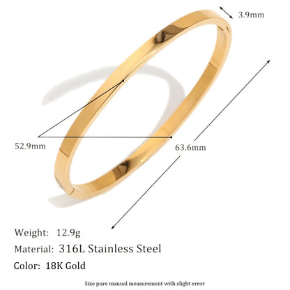 E.B.belle  Minimalist Style Glossy Bracelet Bangle Stacked Jewelry Stainless Steel 18k Gold Plated Hypoallergenic Women Gifts