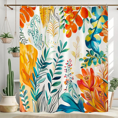 Colorful tree flower shower curtain fabric bathroom decoration with 12 hooks 180x 180cm bathtub shower curtain