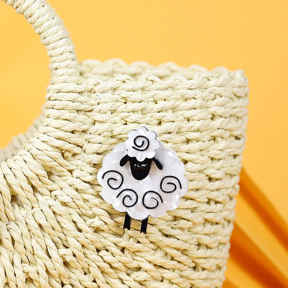handmade fashion animal accessories acrylic cartoon sheep brooch clothing bag accessories