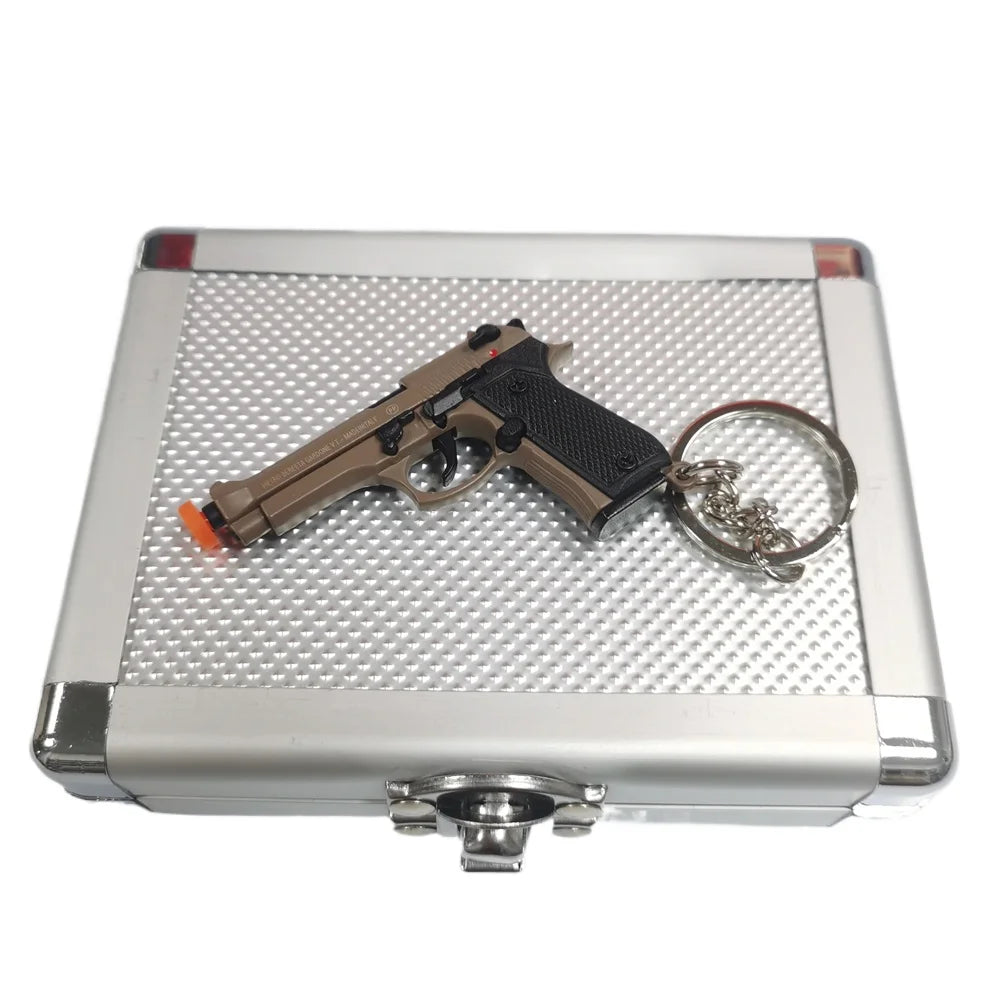 Alloy 1:4 92F Pistol Portable Toy Gun Model Detachable Keychain Fidget Toy for Boy Collection Adults Christmas Xmas Gift
