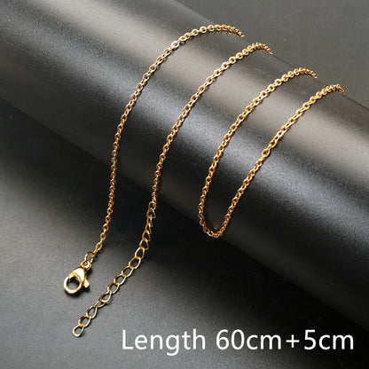 1pc 60+5cm Stainless Steel Necklace Chains 60cm with 5cm Adjustable Chain DIY Jewelry Making Materials