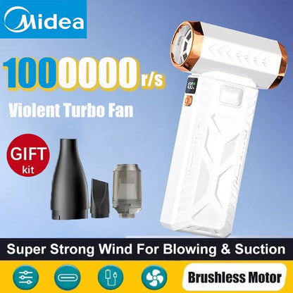 Midea Violent Fan 1000000RPM 2in1 Super Powerful Air Blower Vacuum Blowing Suction For Dust Cleaner Brushless Turbo Strong Wind