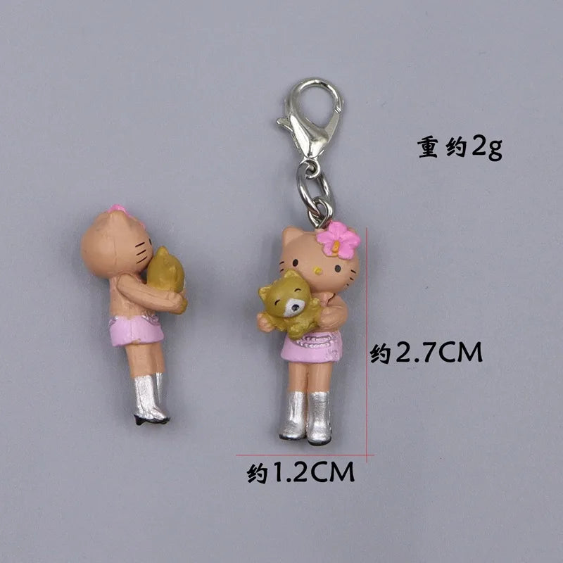 Kawaii Hello Kitty Toy Cute Anime Cat Keychain Backpack Phone Case Decoration Cartoon Festival Gift Women Accessories Wholesale