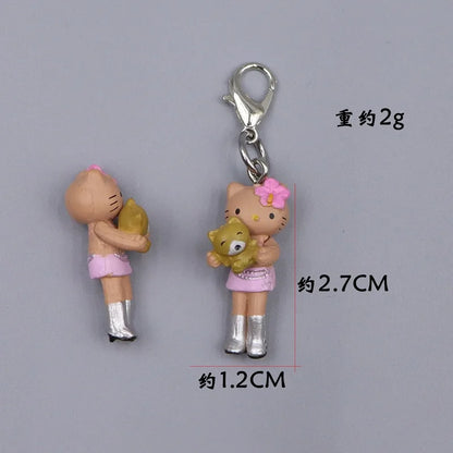 Kawaii Hello Kitty Toy Cute Anime Cat Keychain Backpack Phone Case Decoration Cartoon Festival Gift Women Accessories Wholesale
