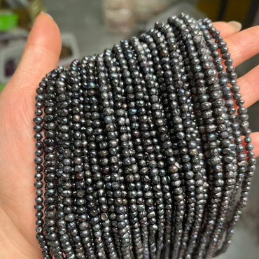 3-4mm Black Natural Freshwater Pearl Irregularly Shaped Defective Beads for Jewelry Making DIY Necklace Bracelet Accessory 36cm