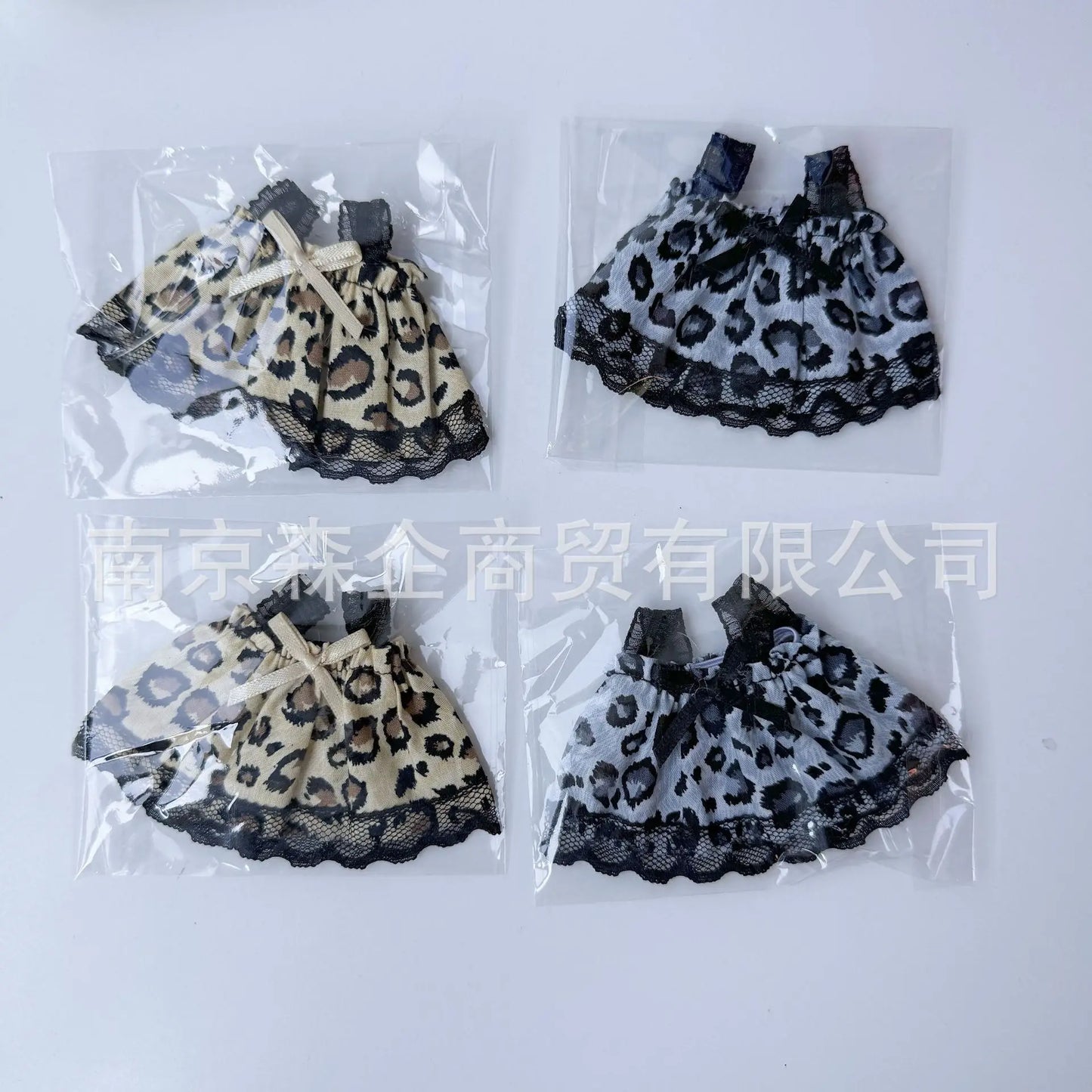 Mini Doll Clothes Outfit Accessories for 15-17cm Labubu Handmade Leopard Print Suspender Skirt Clothing