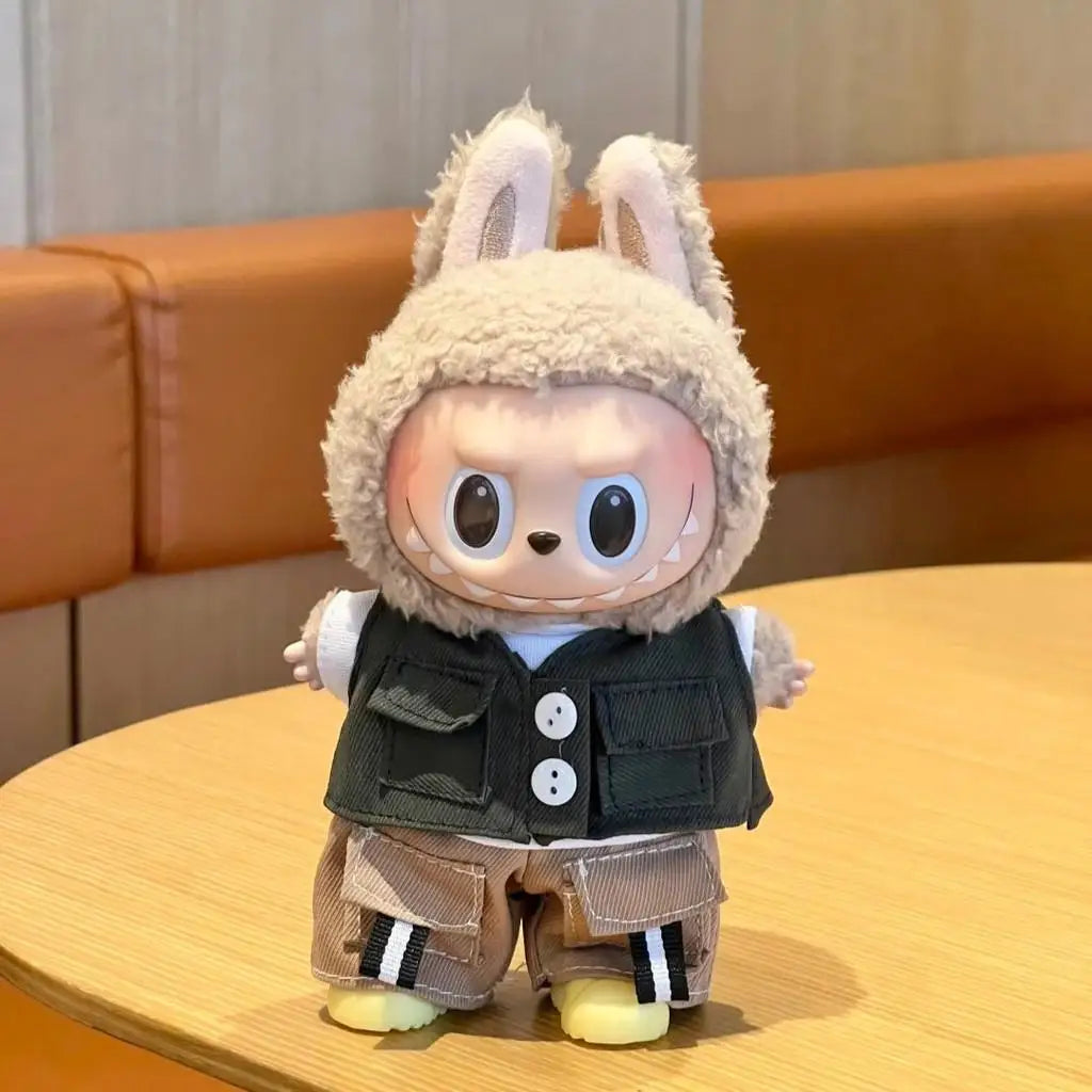 For 17 cm labubu vest three-piece doll baby clothes Doll Clothes Outfit Accessories
