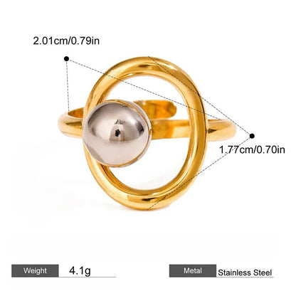 1PC fashion hollow irregular stainless steel ring, embellished with steel beads, stackable ring, suitable for daily casual wear