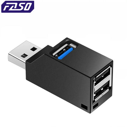 FASO USB 3.0 HUB Adapter Extender Mini Splitter Box 1 to 3 Ports High Speed USB 2.0 For PC Laptop U Disk Card Reader