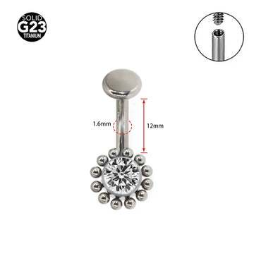 1Pc 14Gx10x4/6mm Navel Curve Barbells Belly Rings Body Jewelry-F136 Titanium CZ Smart Navel Belly Button Body Piercing 