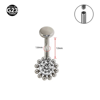 1Pc 14Gx10x4/6mm Navel Curve Barbells Belly Rings Body Jewelry-F136 Titanium CZ Smart Navel Belly Button Body Piercing 