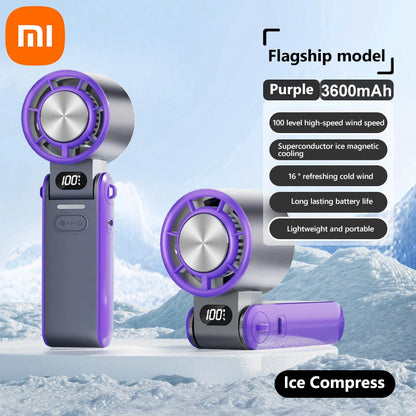 XIAOMI 3600mAh Portable Air Cooling Turbo Fan 100 Wind Speeds Adjustable Outdoor Foldable Student Handheld Fan with Lanyard