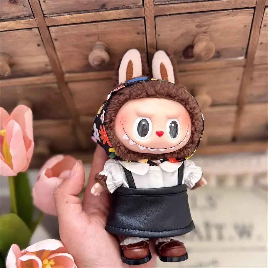 For 17cm Labubu v1/v2/v3  doll baby clothes heart Dolls Accessories Elegant Set DIY Overalls Set Decoration Accessories