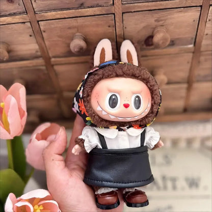 For 17cm Labubu v1/v2/v3  doll baby clothes heart Dolls Accessories Elegant Set DIY Overalls Set Decoration Accessories