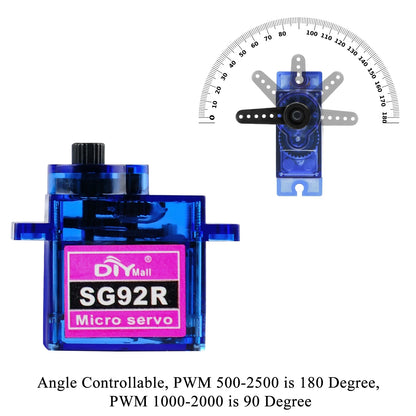 SG92R Micro Servo Motor 4.8-6V 360/270/180 Degree Continuous Rotation Controllable Angle for Robot RC Drone Aircraft Model 9g