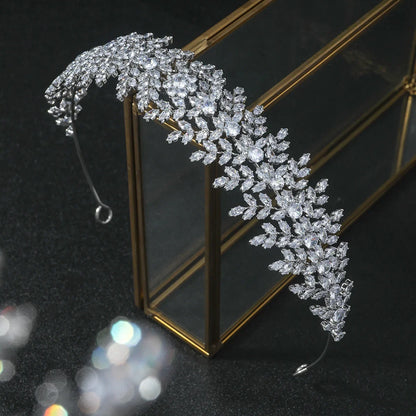 Luxury Bridal Headband Wedding Hair Accessories Cubic Zirconia Bride Headdress Tiaras Crowns For Women Diadem Jewelry Headwear
