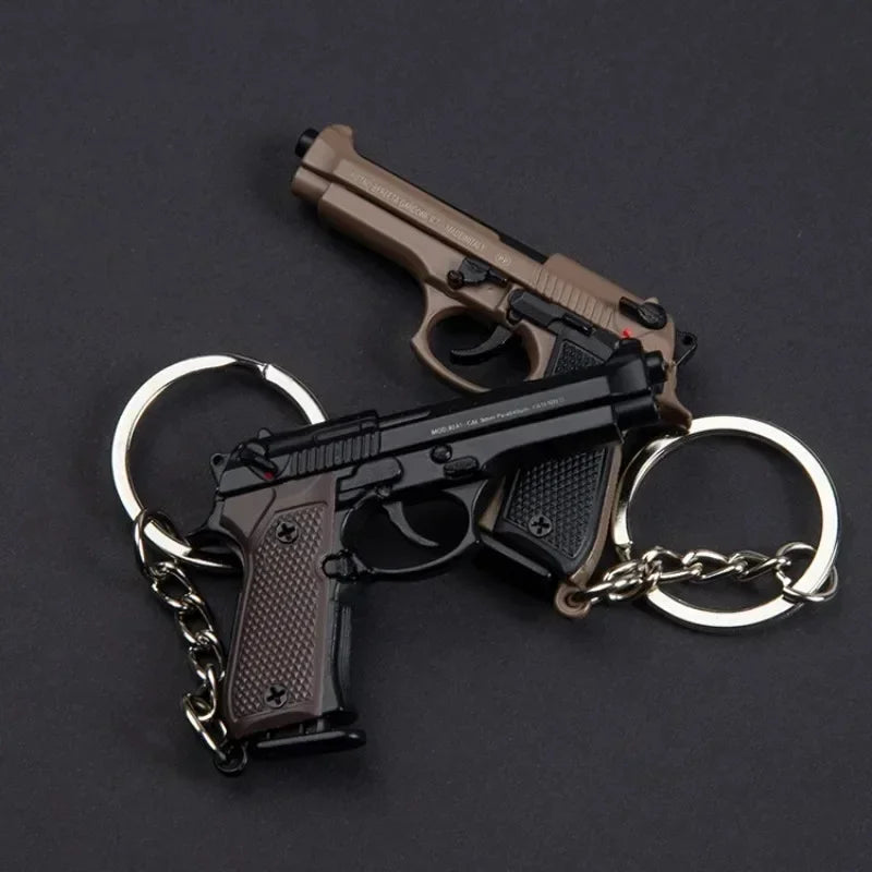 Alloy 1:4 92F Pistol Portable Toy Gun Model Detachable Keychain Fidget Toy for Boy Collection Adults Christmas Xmas Gift