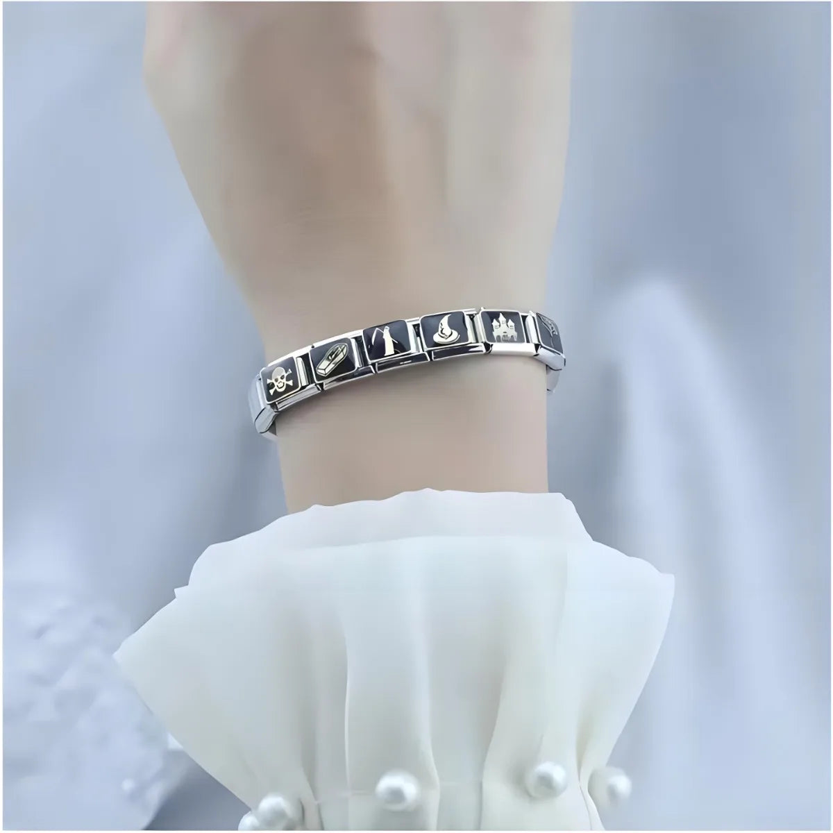 2025 Dark Style Halloween Black Owl Star Moon Bat Ghost Billiards Charm Italian Links Fit 9mm Bracelet DIY Jewelry for Couples