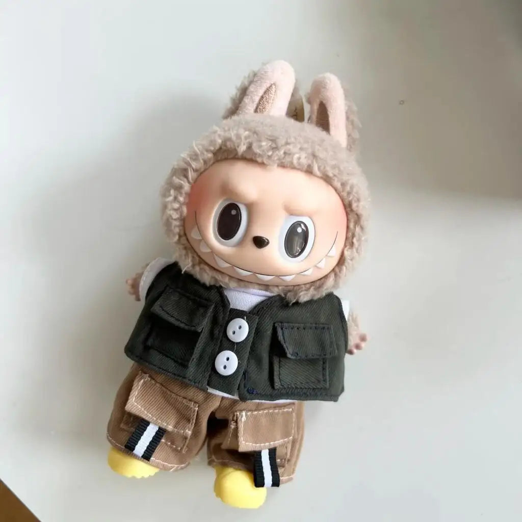 For 17 cm labubu vest three-piece doll baby clothes Doll Clothes Outfit Accessories