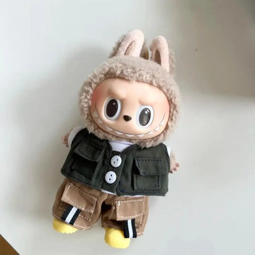 For 17 cm labubu vest three-piece doll baby clothes Doll Clothes Outfit Accessories