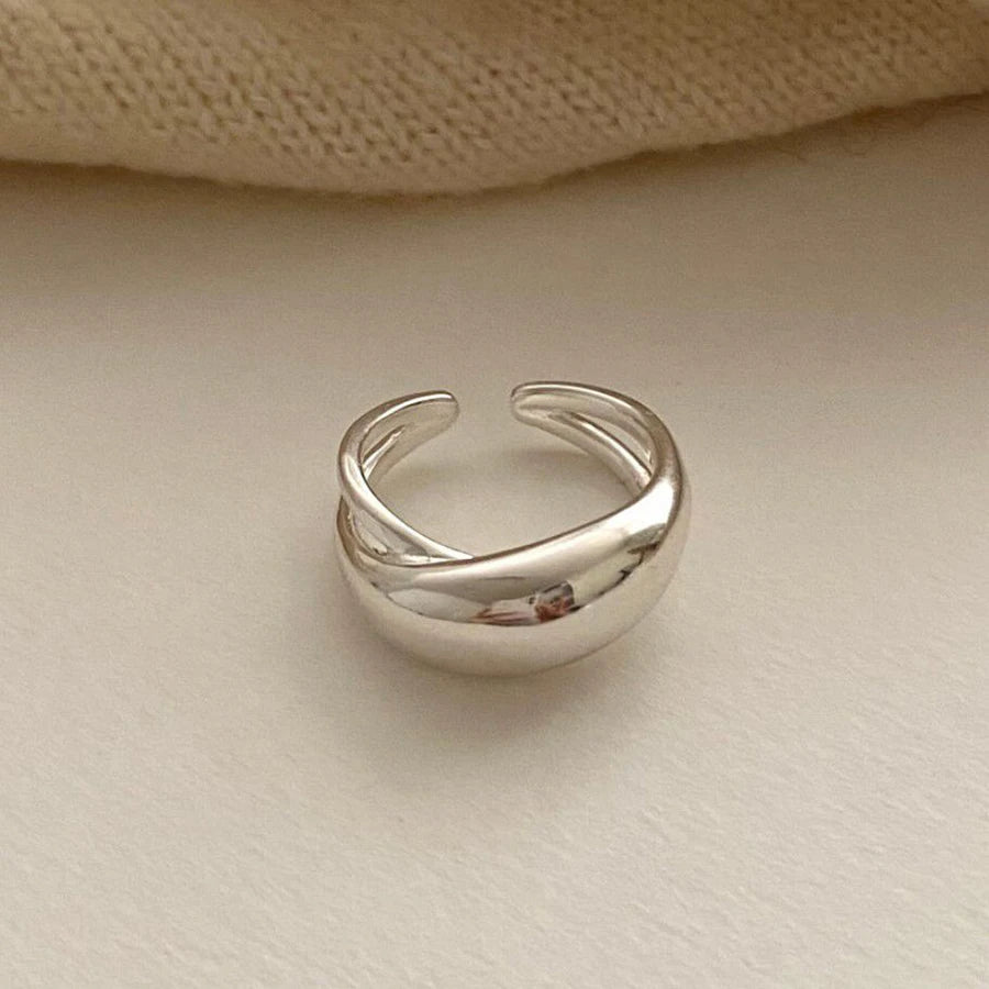Smooth Surface Cross Ring for Women Girl Irregular Simple Fashion Adjustable Open Ring Geometric Jewelry Gold Silver Color