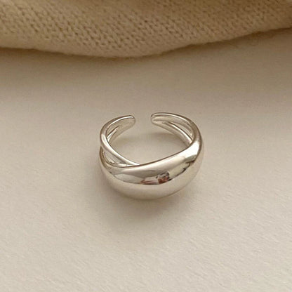 Smooth Surface Cross Ring for Women Girl Irregular Simple Fashion Adjustable Open Ring Geometric Jewelry Gold Silver Color