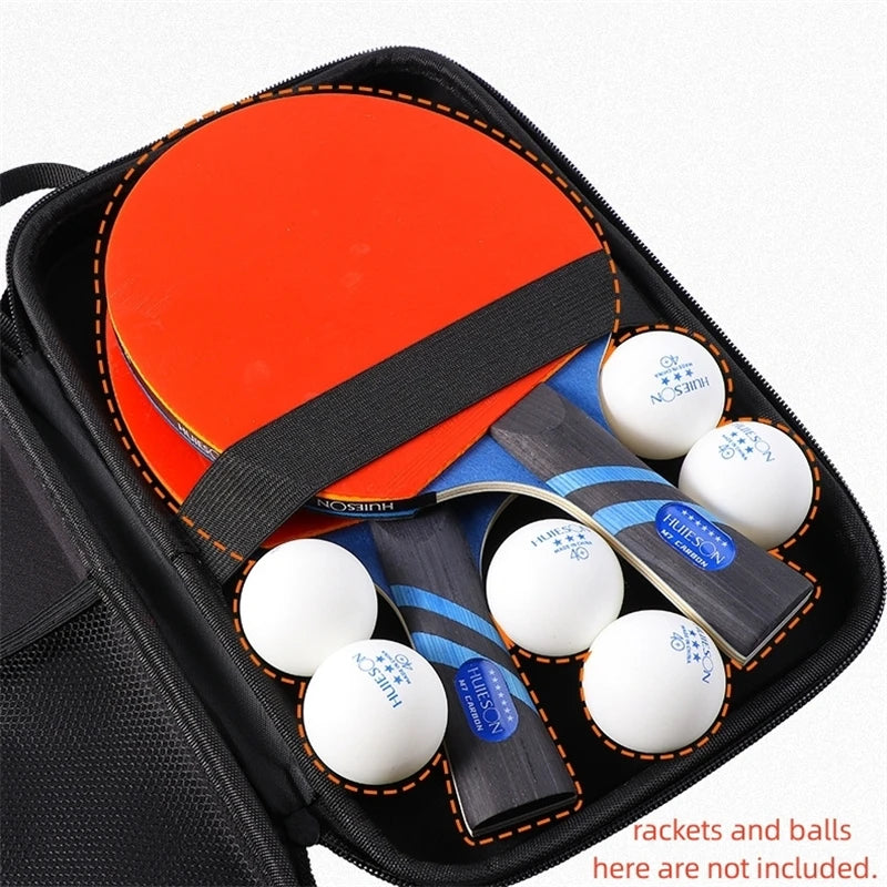 Huieson Large Capacity Carbon Fiber Patterned Table Tennis Racket Case Lightweight Rainproof EVA Table Tennis Bag for 2 Bats