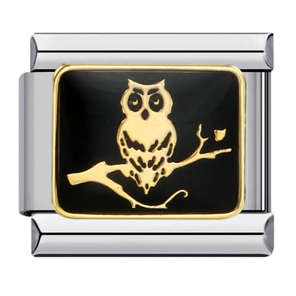2025 Dark Style Halloween Black Owl Star Moon Bat Ghost Billiards Charm Italian Links Fit 9mm Bracelet DIY Jewelry for Couples