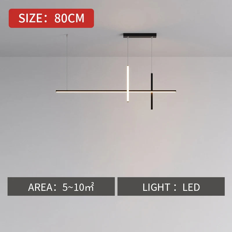 Modern Minimalist Led Chandelier Dimmable Black for Table Dining Room Kitchen Bar Pendant Lamp Home Decoration Light Fixture