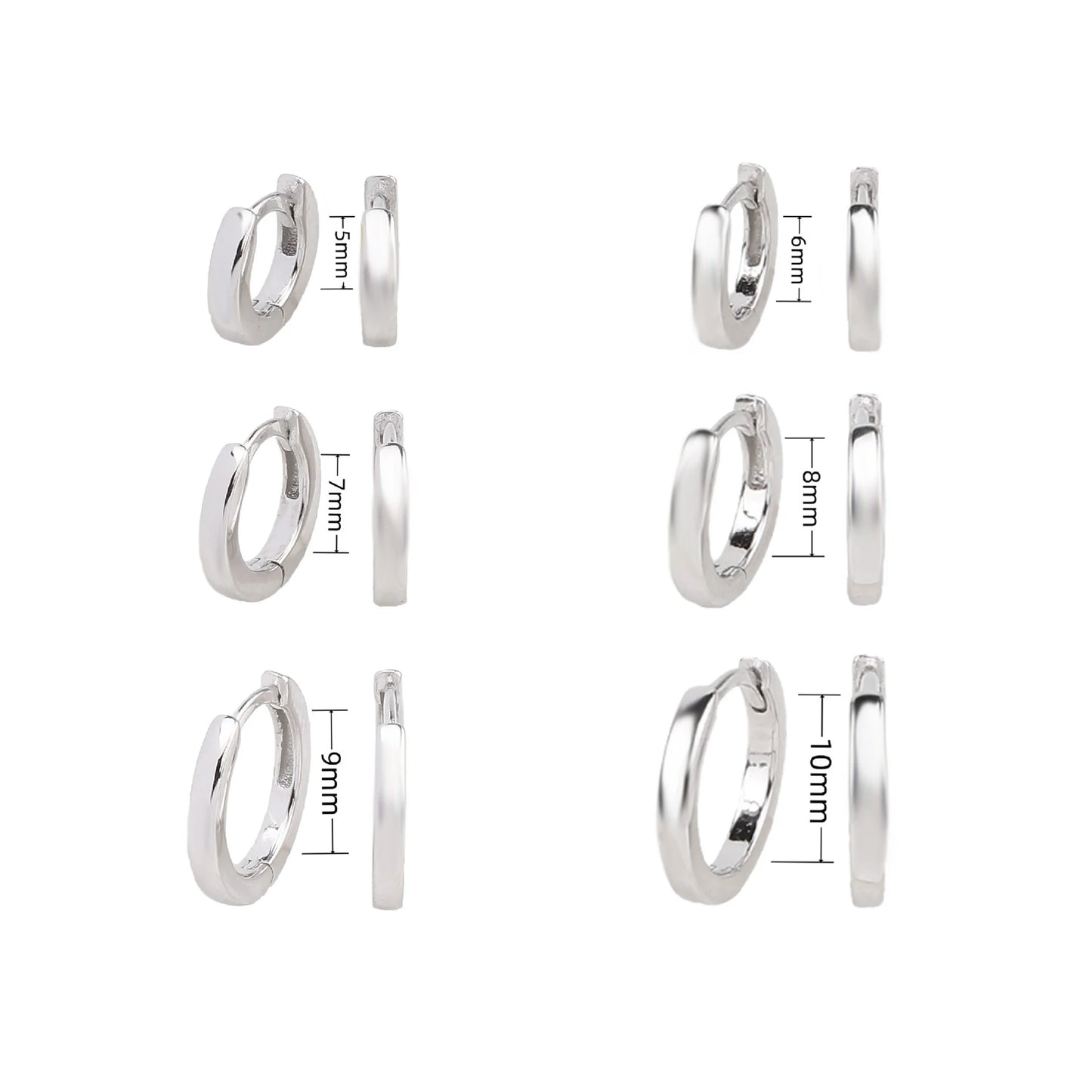 Real 925 Sterling Silver Simple Round Hoop Earrings for Women 18K Gold Plated Minimalist Huggies Ear Buckle Jewelry Accessories