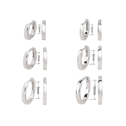 Real 925 Sterling Silver Simple Round Hoop Earrings for Women 18K Gold Plated Minimalist Huggies Ear Buckle Jewelry Accessories