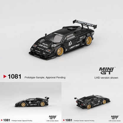 PreSale MINIGT 1081 1:64 LBWK Lamborghini Countach LB WORKS Black Diecast Car Model Collection Toys