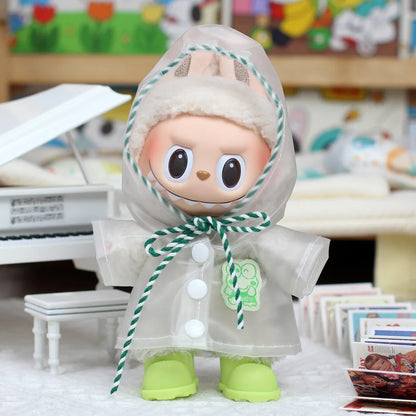 17cm Labubu Raincoat Doll Clothes Heartbeat Macaron Outfits Labubu Doll Clothing Accessories Game Toys