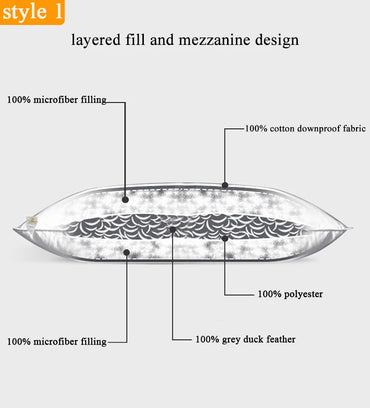 1 piece pillow 50x65/50x70/50x75/50x90cm 100% cotton duck feather pillow bed pillow fiiling insert